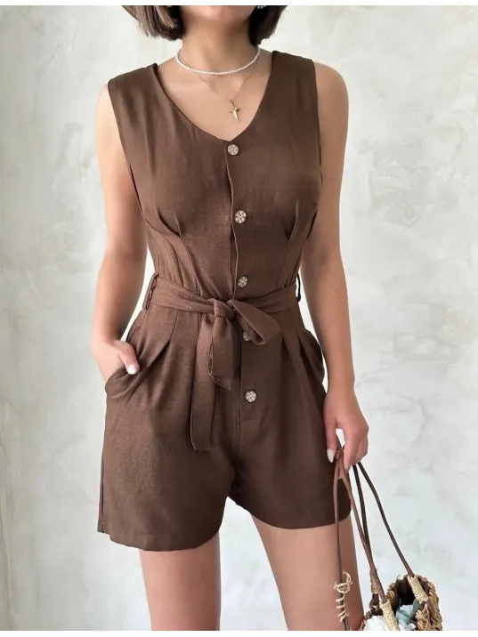 Kuşaklı Şortlu Tulum Kuşaklı Şortlu Tulum