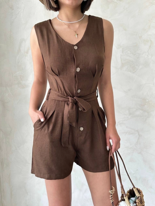 Kuşaklı şortlu tulum Kuşaklı şortlu tulum