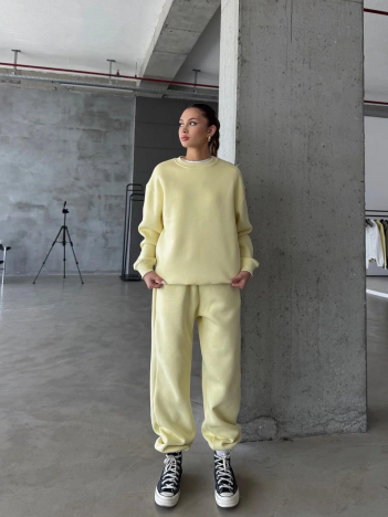 3 İplik Şardonlu Lastik Paça Eşofman Sarı P510439