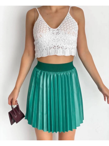 Lastikli piliseli lak etek yeşil s23901 Lastikli piliseli lak etek yeşil s23901