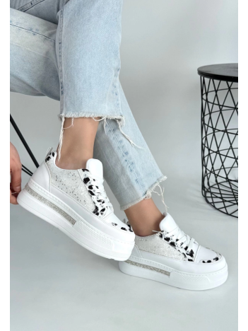 Lawin Beyaz Cilt Beyaz Simli Bağcıklı Spor Ayakkabı Lawin Beyaz Cilt Beyaz Simli Bağcıklı Spor Ayakkabı