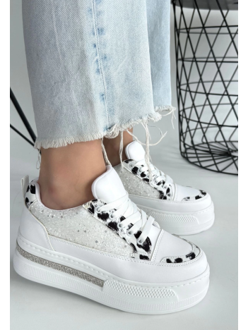 Lawin Beyaz Cilt Beyaz Simli Bağcıklı Spor Ayakkabı Lawin Beyaz Cilt Beyaz Simli Bağcıklı Spor Ayakkabı