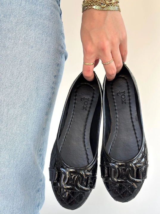 Lawy Siyah Rugan Babet Ayakkabı Lawy Siyah Rugan Babet Ayakkabı