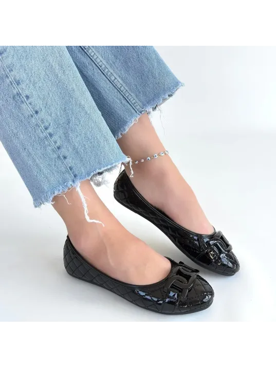 Lawy Siyah Rugan Babet Ayakkabı Lawy Siyah Rugan Babet Ayakkabı