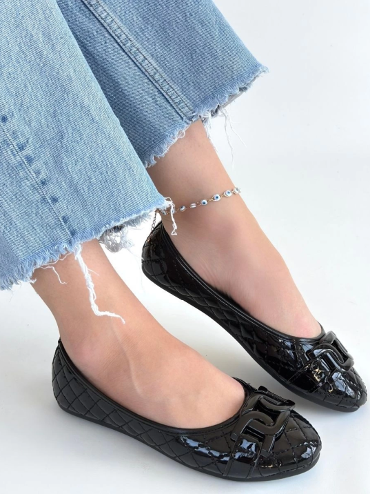 Lawy Siyah Rugan Babet Ayakkabı Lawy Siyah Rugan Babet Ayakkabı