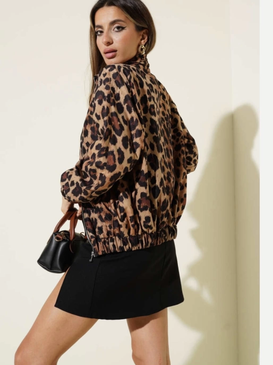 Leopar desenli astarlı ceket siyah t1192 Leopar desenli astarlı ceket siyah t1192