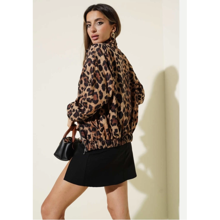 Leopar desenli astarlı ceket siyah t1192 Leopar desenli astarlı ceket siyah t1192