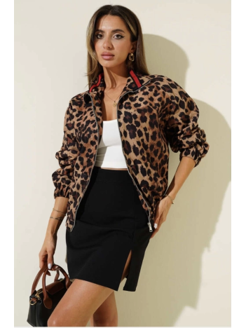 Leopar desenli astarlı ceket siyah t1192 Leopar desenli astarlı ceket siyah t1192