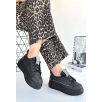 Leope Siyah Cilt Bağcıklı Spor Ayakkabı Leope Siyah Cilt Bağcıklı Spor Ayakkabı