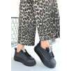 Leope Siyah Cilt Bağcıklı Spor Ayakkabı Leope Siyah Cilt Bağcıklı Spor Ayakkabı