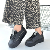 Leope Siyah Cilt Bağcıklı Spor Ayakkabı Leope Siyah Cilt Bağcıklı Spor Ayakkabı