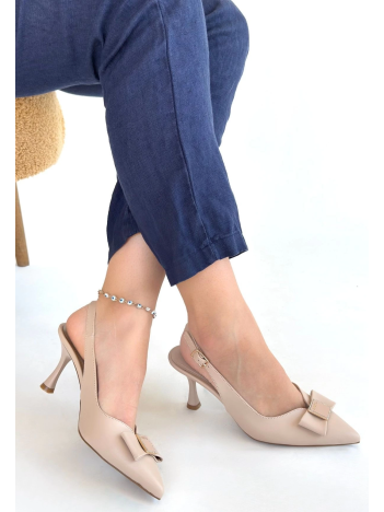 Leyya Bej Cilt Topuklu Ayakkabı Leyya Bej Cilt Topuklu Ayakkabı
