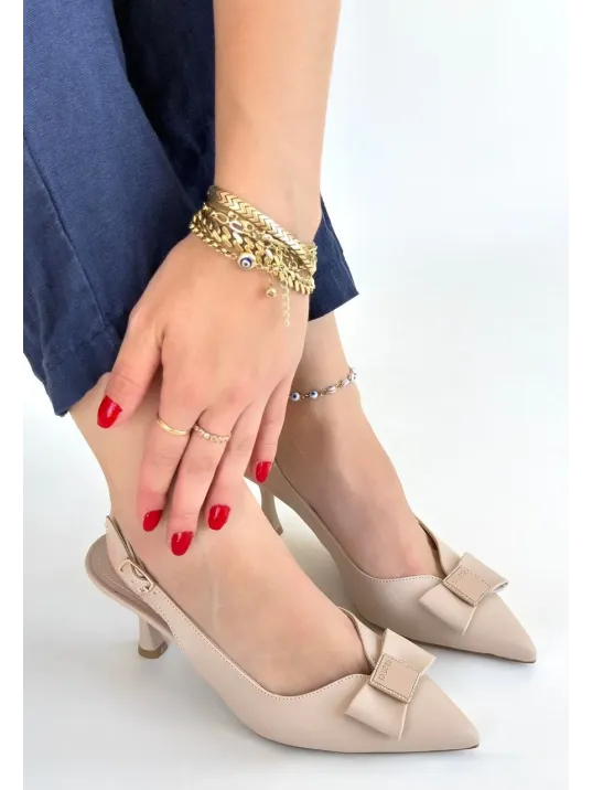 Leyya Bej Cilt Topuklu Ayakkabı Leyya Bej Cilt Topuklu Ayakkabı