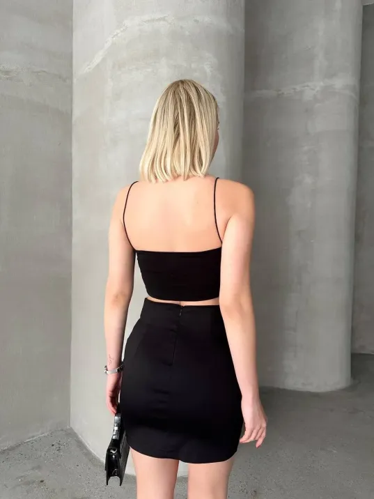 Likralı Gabardin Dört Düğmeli Etek