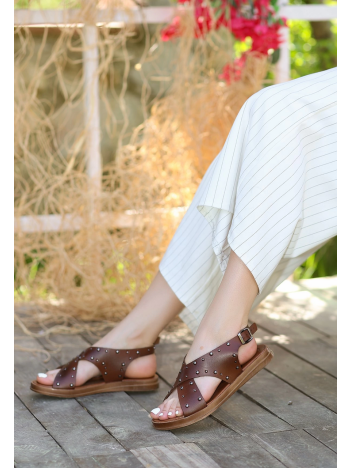 Lilan Taba Deri Sandalet