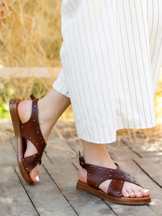 Lilan Taba Deri Sandalet