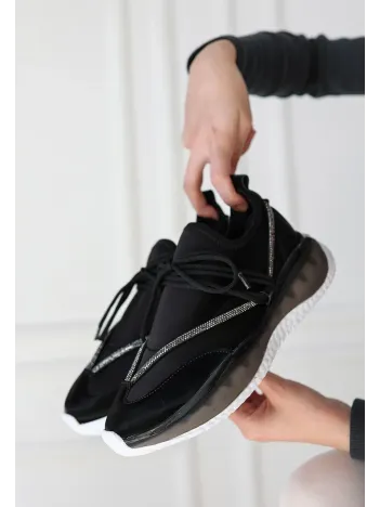 Liney Siyah Rugan Bağcıklı Spor Ayakkabı