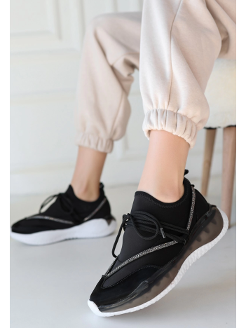 Liney Siyah Rugan Bağcıklı Spor Ayakkabı Liney Siyah Rugan Bağcıklı Spor Ayakkabı