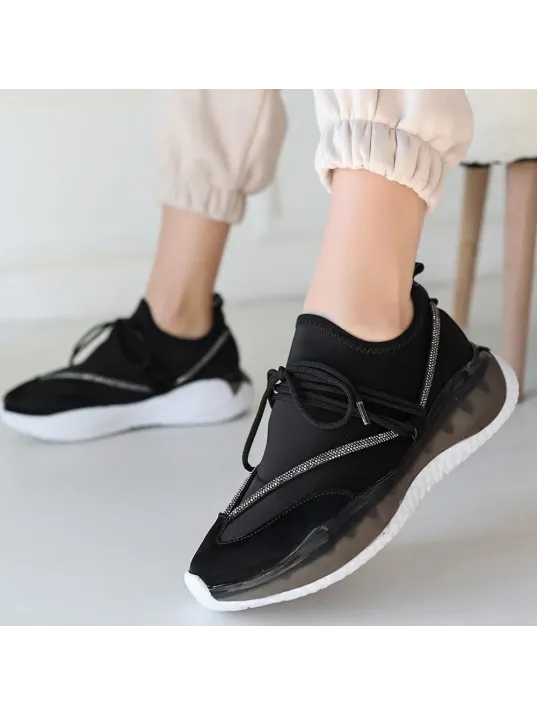 Liney Siyah Rugan Bağcıklı Spor Ayakkabı