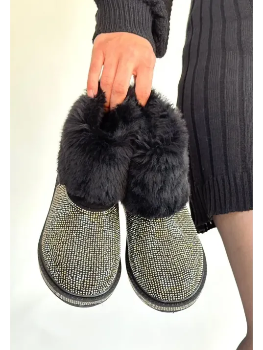 Linka Siyah Süet Gümüş Boncuk İşlemeli Bot Linka Siyah Süet Gümüş Boncuk İşlemeli Bot