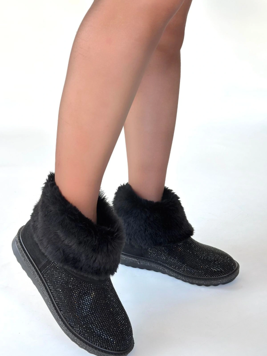 Linka Siyah Süet Siyah Boncuk İşlemeli Bot Linka Siyah Süet Siyah Boncuk İşlemeli Bot