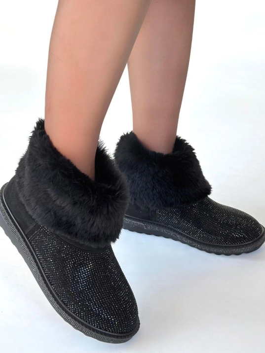 Linka Siyah Süet Siyah Boncuk İşlemeli Bot Linka Siyah Süet Siyah Boncuk İşlemeli Bot