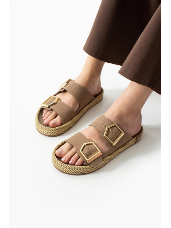 Loera Vizon Nubuk Çift Tokalı Terlik Loera Vizon Nubuk Çift Tokalı Terlik