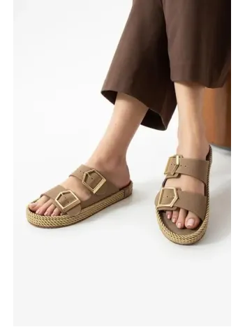 Loera Vizon Nubuk Çift Tokalı Terlik Loera Vizon Nubuk Çift Tokalı Terlik