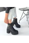 Lonji Siyah Cilt Topuklu Bot Lonji Siyah Cilt Topuklu Bot