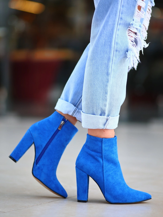 Loora Saks Mavisi Süet Topuklu Bot Loora Saks Mavisi Süet Topuklu Bot