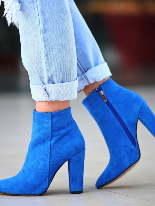 Loora Saks Mavisi Süet Topuklu Bot Loora Saks Mavisi Süet Topuklu Bot