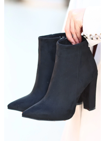 Loora Siyah Süet Topuklu Bot