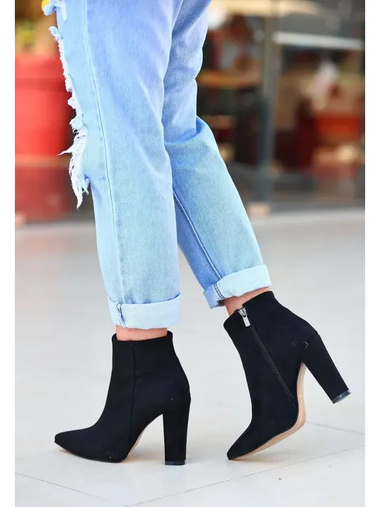 Loora Siyah Süet Topuklu Bot Loora Siyah Süet Topuklu Bot
