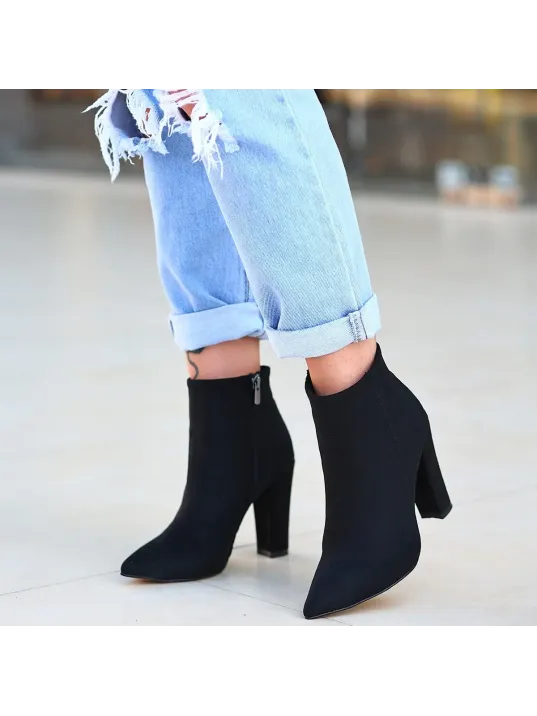 Loora Siyah Süet Topuklu Bot Loora Siyah Süet Topuklu Bot