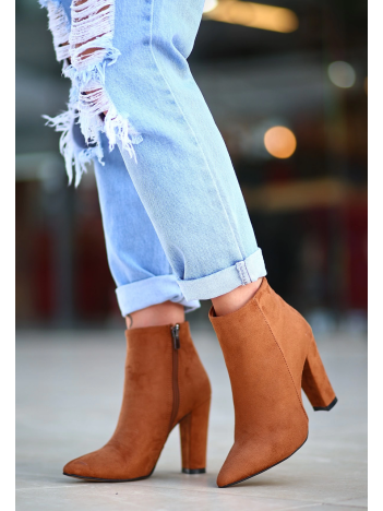 Loora Taba Süet Topuklu Bot