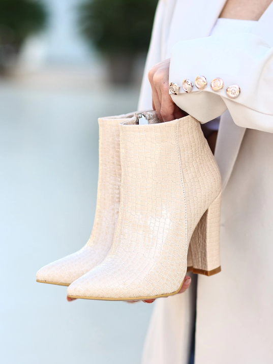 Loora Ten Rugan Desenli Topuklu Bot Loora Ten Rugan Desenli Topuklu Bot