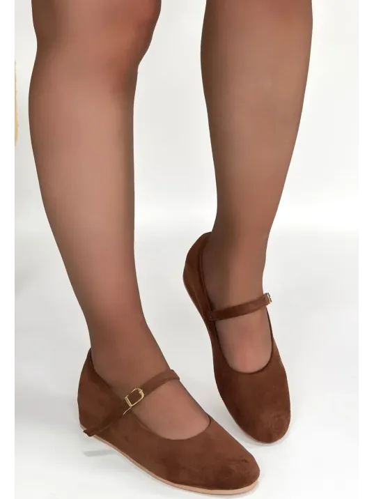 Lossa Taba Süet Kemerli Babet Ayakkabı Lossa Taba Süet Kemerli Babet Ayakkabı