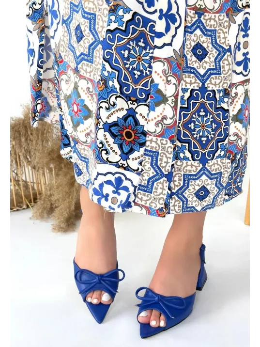 Lotta Mavi Cilt Topuklu Ayakkabı Lotta Mavi Cilt Topuklu Ayakkabı