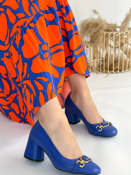 Lucky Mavi Cilt Topuklu Ayakkabı Lucky Mavi Cilt Topuklu Ayakkabı