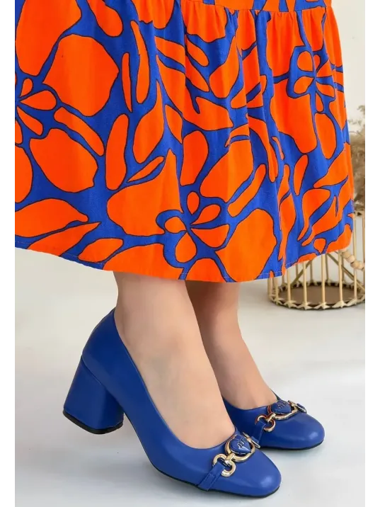 Lucky Mavi Cilt Topuklu Ayakkabı Lucky Mavi Cilt Topuklu Ayakkabı