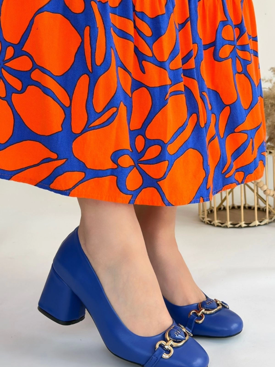 Lucky Mavi Cilt Topuklu Ayakkabı Lucky Mavi Cilt Topuklu Ayakkabı