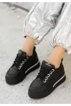 Lulu Siyah Cilt Bağcıklı Spor Ayakkabı