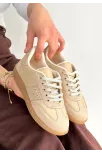 Lunga Bej Cilt Bağcıklı Spor Ayakkabı