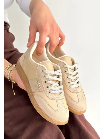Lunga Bej Cilt Bağcıklı Spor Ayakkabı