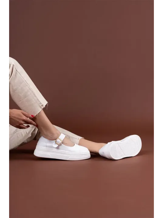 Lunni Beyaz Keten Spor Ayakkabı
