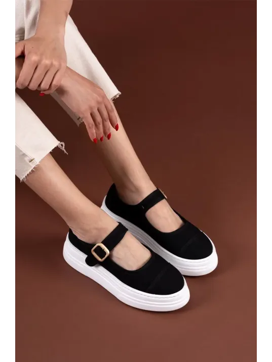 Lunni Siyah Keten Spor Ayakkabı