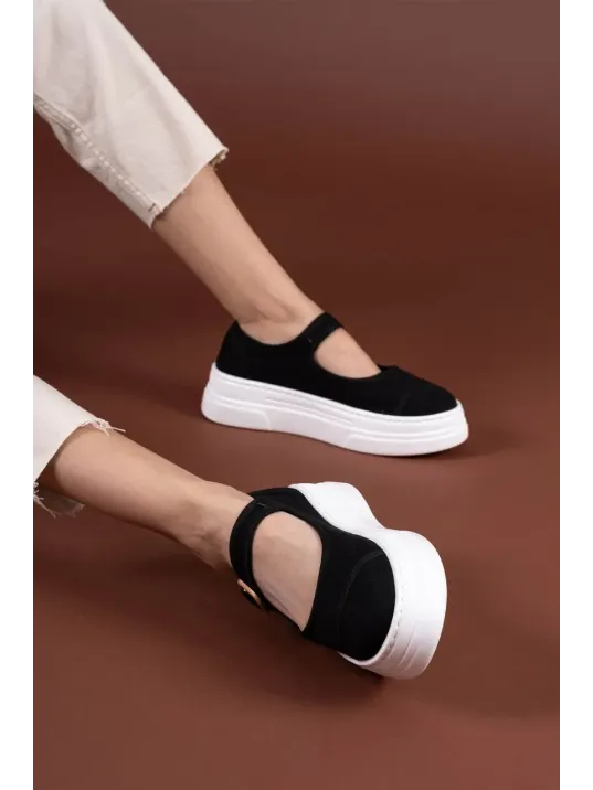 Lunni Siyah Keten Spor Ayakkabı