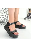 Luno Siyah Cilt Kemerli Sandalet Luno Siyah Cilt Kemerli Sandalet