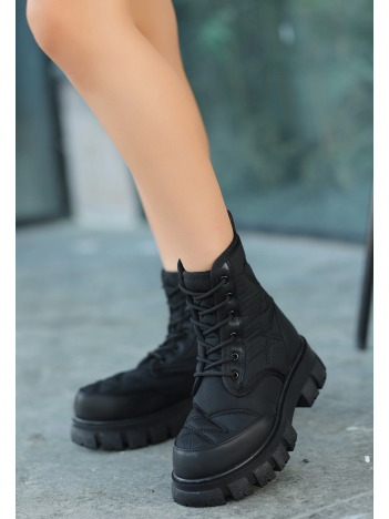 Mabel Siyah Cilt Bağcıklı Bot