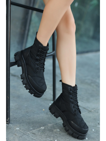 Mabel Siyah Cilt Bağcıklı Bot Mabel Siyah Cilt Bağcıklı Bot